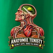 Anatomie tenisty hlava v autu srdce na kurtu