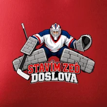 Hokejový brankář staví zeď