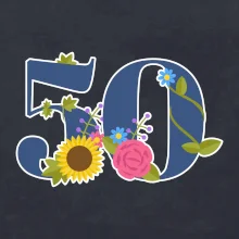 Květinové číslo kreslené - 50