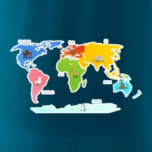 Světové kontinenty s názvy a zvířátky