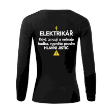 Elektrikář - hlavní jistič - Nápis na zádech