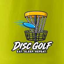 Discgolfový koš s letícím diskem eat sleep repeat