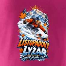 Listopadový lyžař král zasněžených svahů