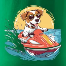 Jack russell teriér na vodním skútru