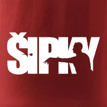 Šipky - nápis se šipkařem