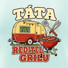 Táta ředitel grilu rodinné kempování s karavanem