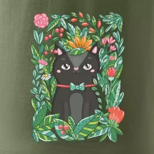 Kočka s květy malovaná