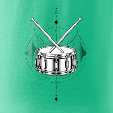 Symetrický buben s paličkami - minimalistická rytmická grafika