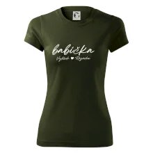 Babička Tričko se jmény dětí psací písmo