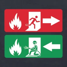 Lidé utíkají, hasiči přibíhají