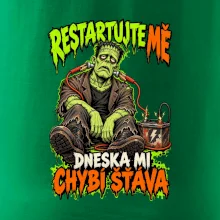 Vybitý Frankenstein s kabely od autobaterie