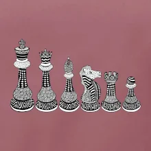 Šachové figurky v řadě - kreslené