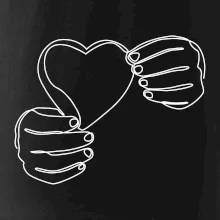 Ruka držící srdce  jedním tahem