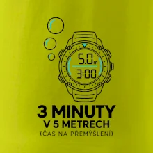 Bezpečnostní zastávka 3 minuty v 5 metrech s potápěčskými hodinkami