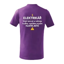 Elektrikář - hlavní jistič - Nápis na zádech