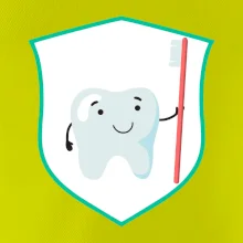 Zoubek na prsu - zubní kartáček