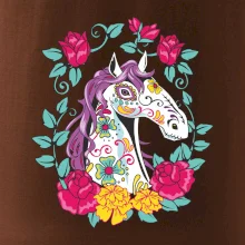 Kůň barevný s květinami