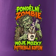 Pondělní zombie míchá kávu kostěnou rukou