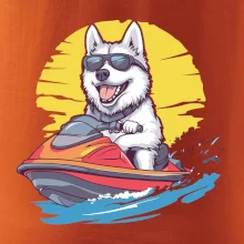 Husky na vodním skútru