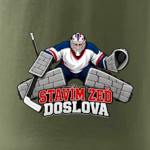 Hokejový brankář staví zeď