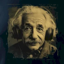 Albert se sluchátky