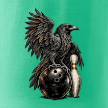 Bowling havran s koulí a kuželkou
