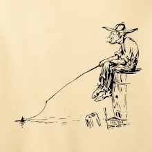 Kreslený rybář na pařezu