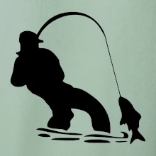 Rybář tahající rybu