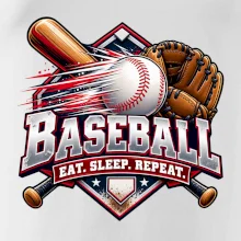 Baseballová pálka s rukavicí eat sleep repeat