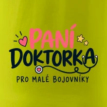 Paní doktorka pro malé bojovníky - nápis se stetoskopem