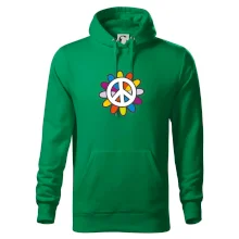 Peace symbol s kreslenou květinou