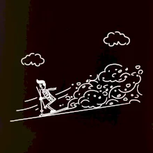 Kreslený lyžař na horách