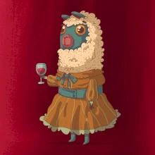 Alpaka s vínem žena