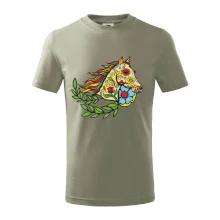 Kůň barevný s listy