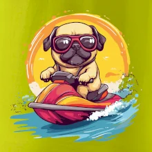 Mops na vodním skútru Mops na vodním skútru