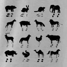 Zvířecí stopy s obrázkem zvířete - stopy zvířat