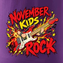 Rocková listopadová kytara s dětskými rukama