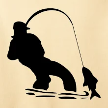 Rybář tahající rybu