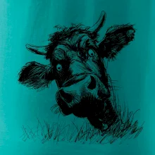 Černobílá karikatura černá kráva hlava