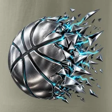 Kovový basketbalový míč s elektrickými střepy