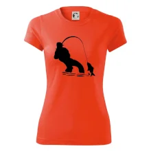 Rybář tahající rybu