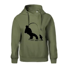 Rybář tahající rybu