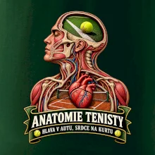 Anatomie tenisty hlava v autu srdce na kurtu