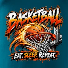 Basketbalový koš s míčem eat sleep repeat