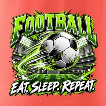 Fotbalový míč a stadion eat sleep repeat