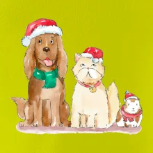 Veselé vánoce - pes, křeček a kočka