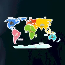 Světové kontinenty s názvy a zvířátky