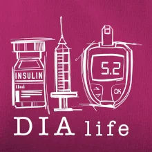 D I A life - kreslený insulin injekce a glukometr