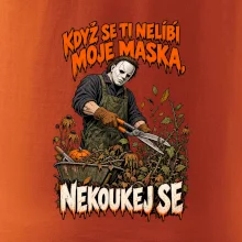 Maskovaný hororový zahradník se zahradními nůžkami