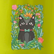 Kočka s květy malovaná